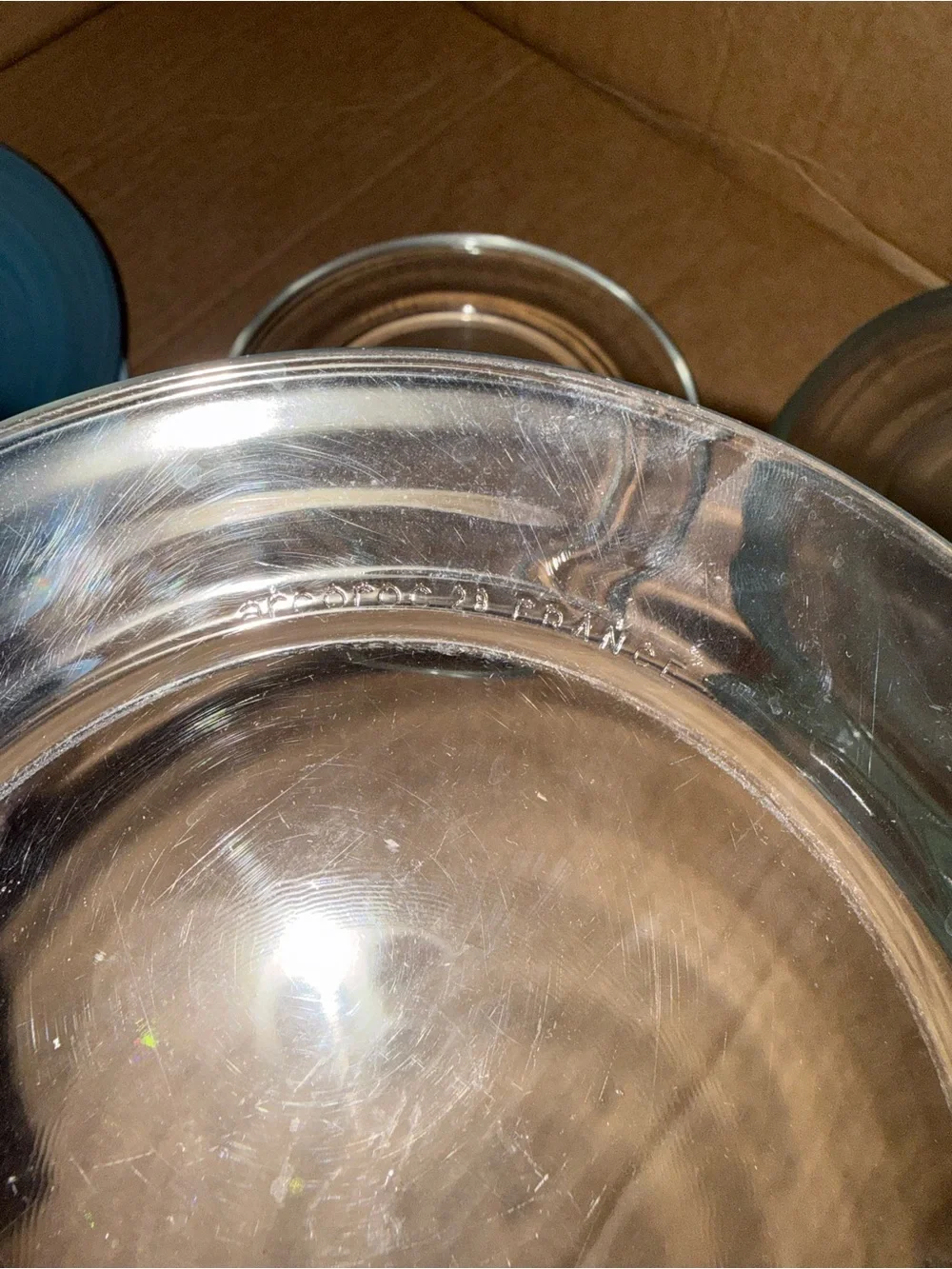 Vintage clear glass plate marked 